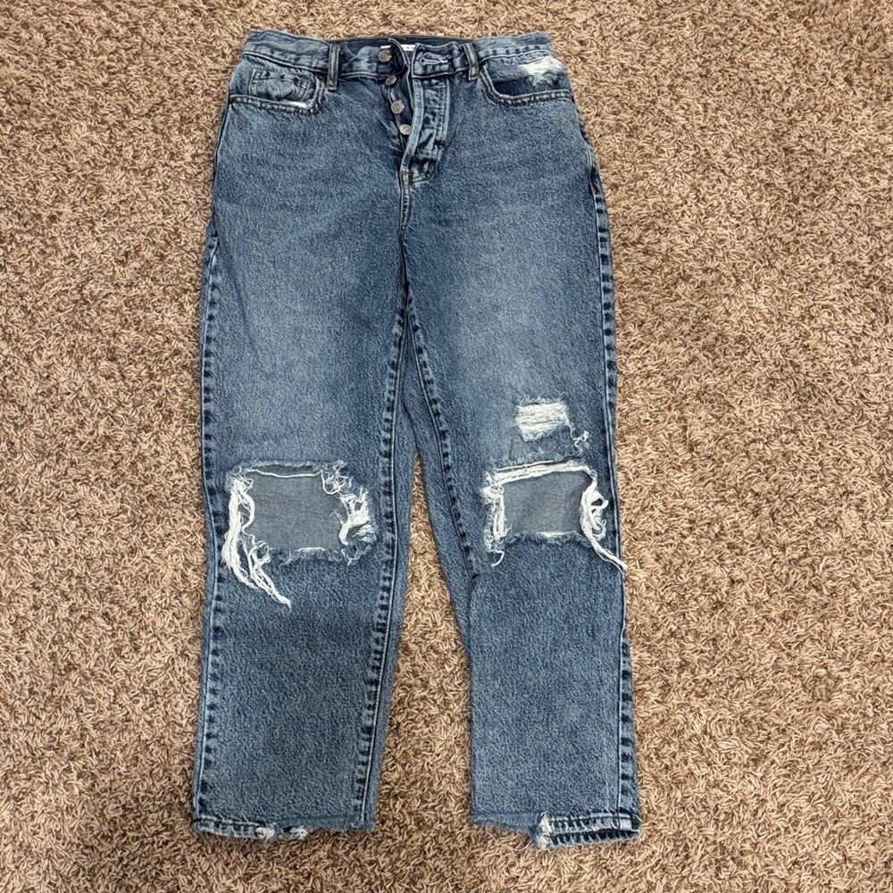 PacSun Ripped Ankle Jeans in Classic Blue
